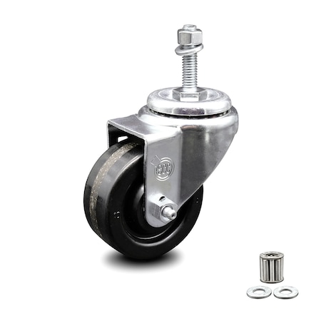 Service Caster 3.5 Inch Phenolic Wheel Swivel 10mm Threaded Stem Caster SCC-TS20S3514-PHR-M1015